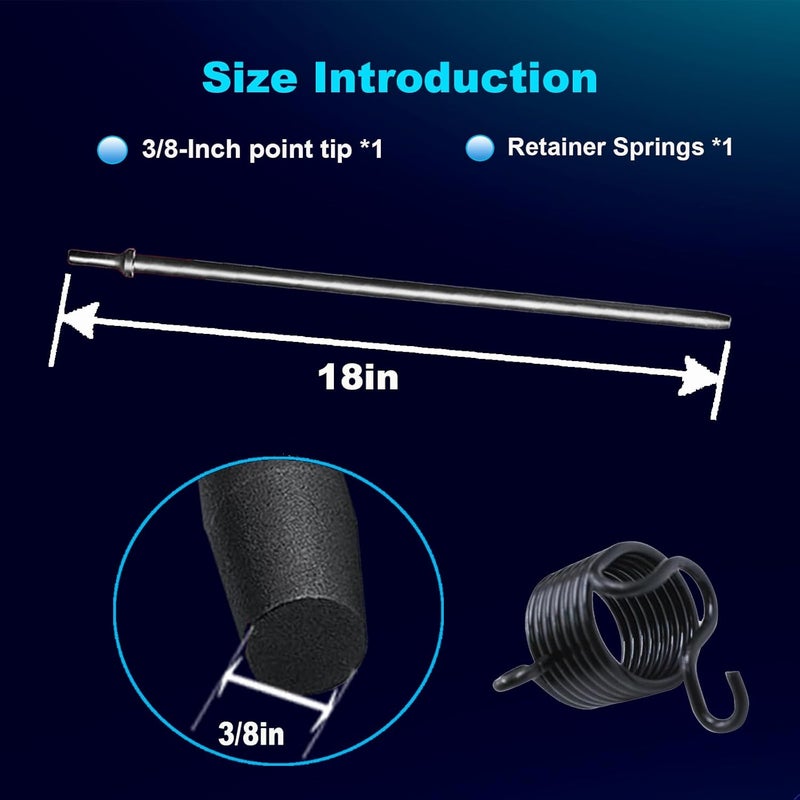 Phyxlyn Pneumatic Taper Punch and Air Cold Chisel Set with Air Hammer Spring, 3/8" x 18" Point Tip, 0.401 Inch Shank Air Tool Suitable for Air Hammer, Cr-Mo Alloy Steel - Image 3